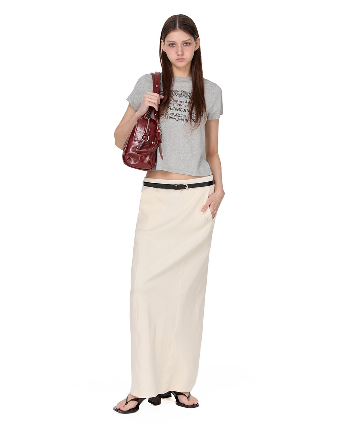 썬번프로젝트(SUNBURNPROJECT) Curved Maxi Rib Skirt, IVORY