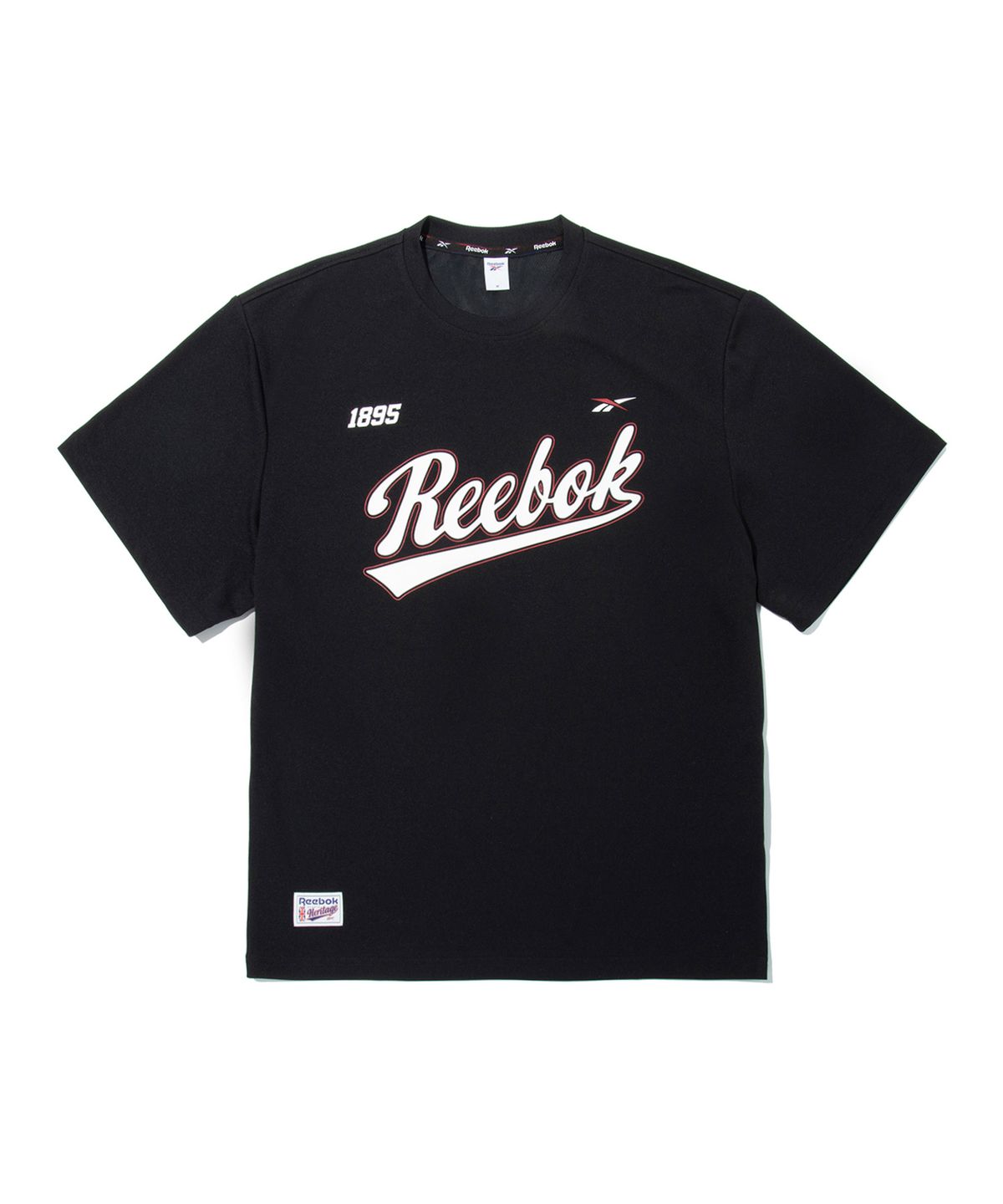 리복(REEBOK) 썸머 레터링 저지 티셔츠 - 블랙
