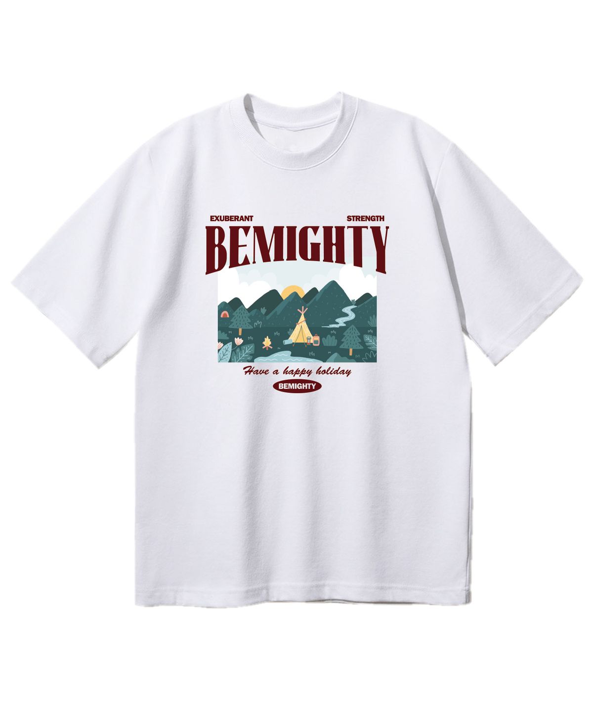 비마이티(BEMIGHTY) 마운틴 캠프 오버핏 반팔티셔츠 [화이트]