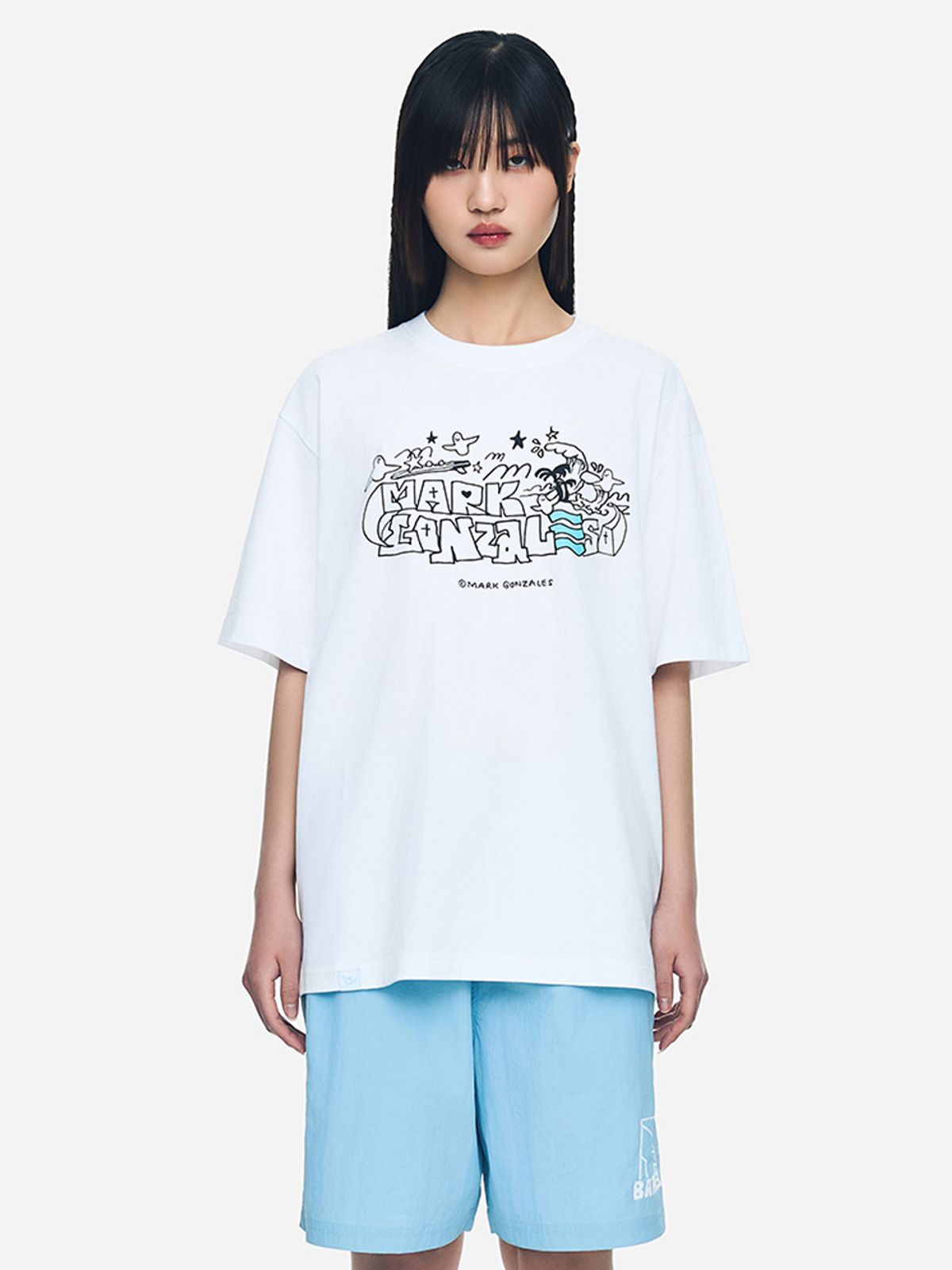 배럴(BARREL) MG 유니 그래픽 반팔 티셔츠 화이트 (B5SUWSS253WHT)