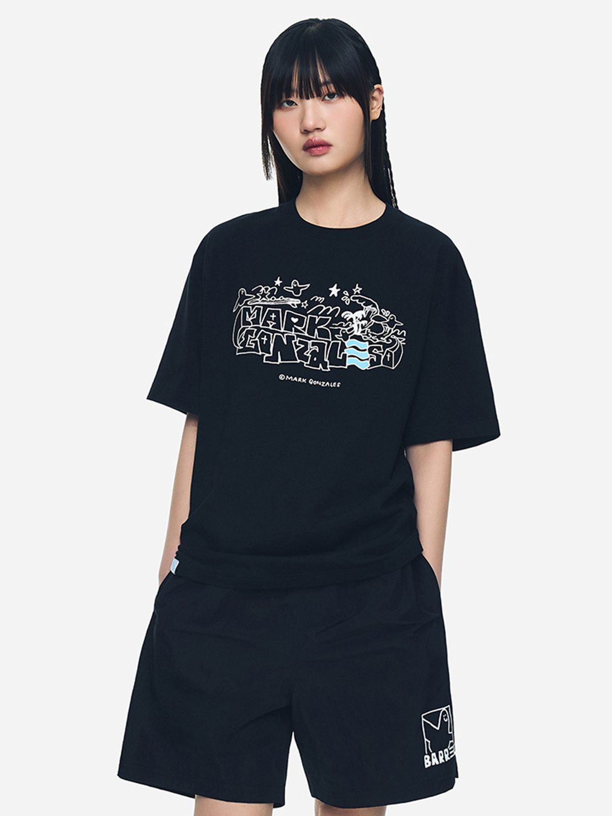 배럴(BARREL) MG 유니 그래픽 반팔 티셔츠 블랙 (B5SUWSS253BLK)