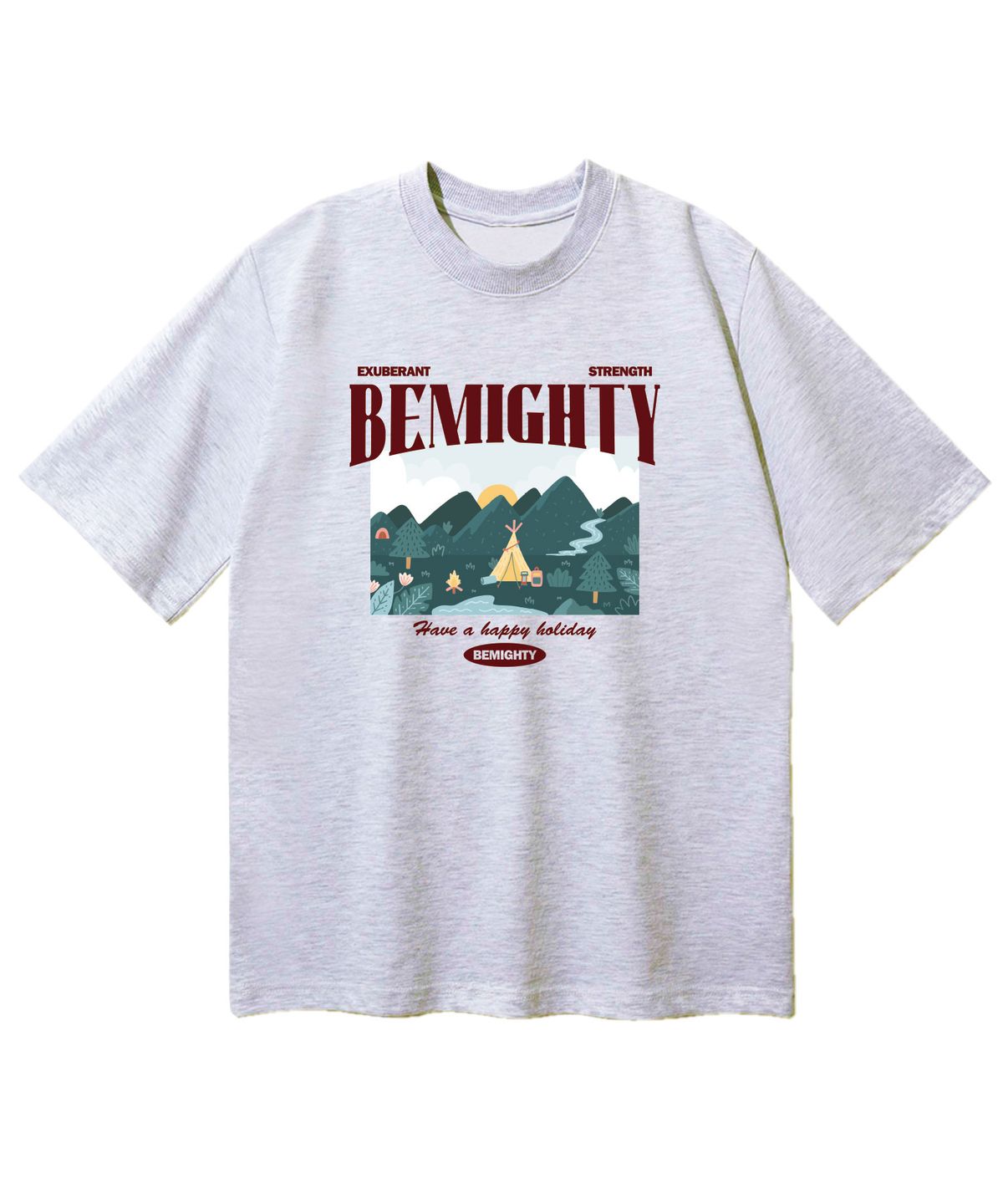 비마이티(BEMIGHTY) 마운틴 캠프 오버핏 반팔티셔츠 [라이트그레이]