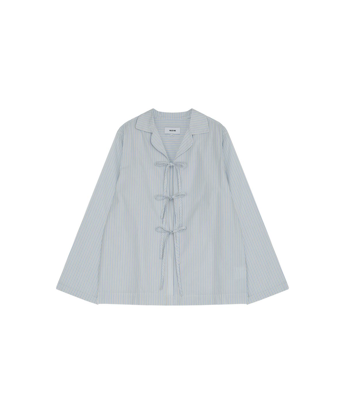 비자비(VIS A VIS) FRONT TIE STRIPE SHIRT (L.T BLUE)