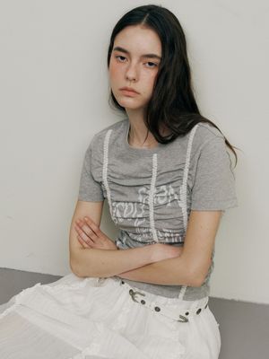 Shirring Lace T-Shirt VW5ME622_2color