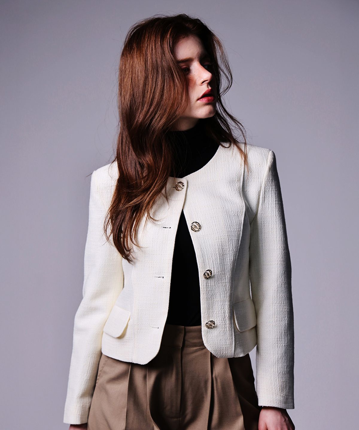 다이어스(DYUS) Bud Tweed Jacket Ivory