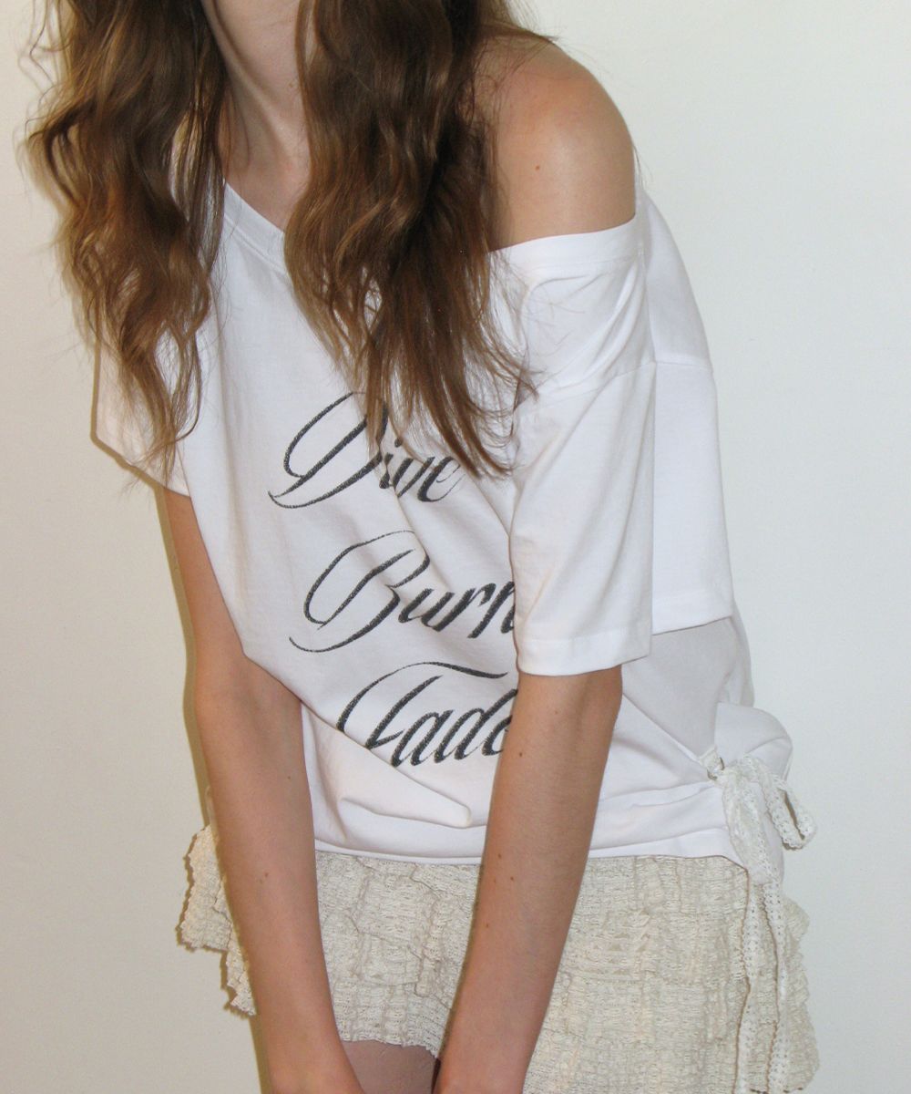MUSINSA公式 | CRANK Lace String Off Shoulder Top_White