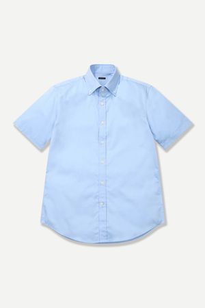 코튼 버튼다운 하프 드레스셔츠 블루 BNEMBA663BL