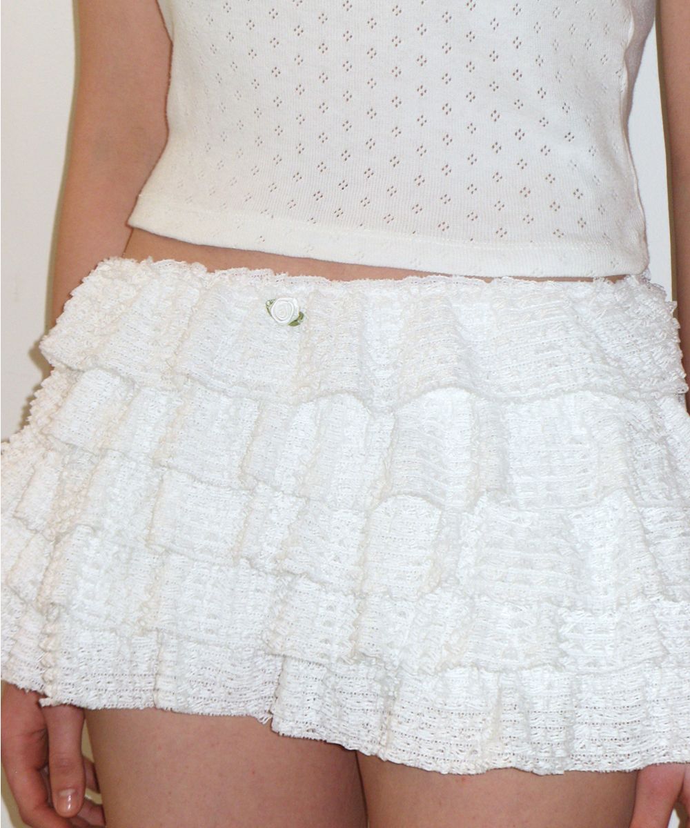 ★CRANK★LACE CANCAN SKIRT PANTS_WHITE★正規品/韓国直送料込 MUSINSA公式 | CRANK Lace Cancan Skirt Pants_White