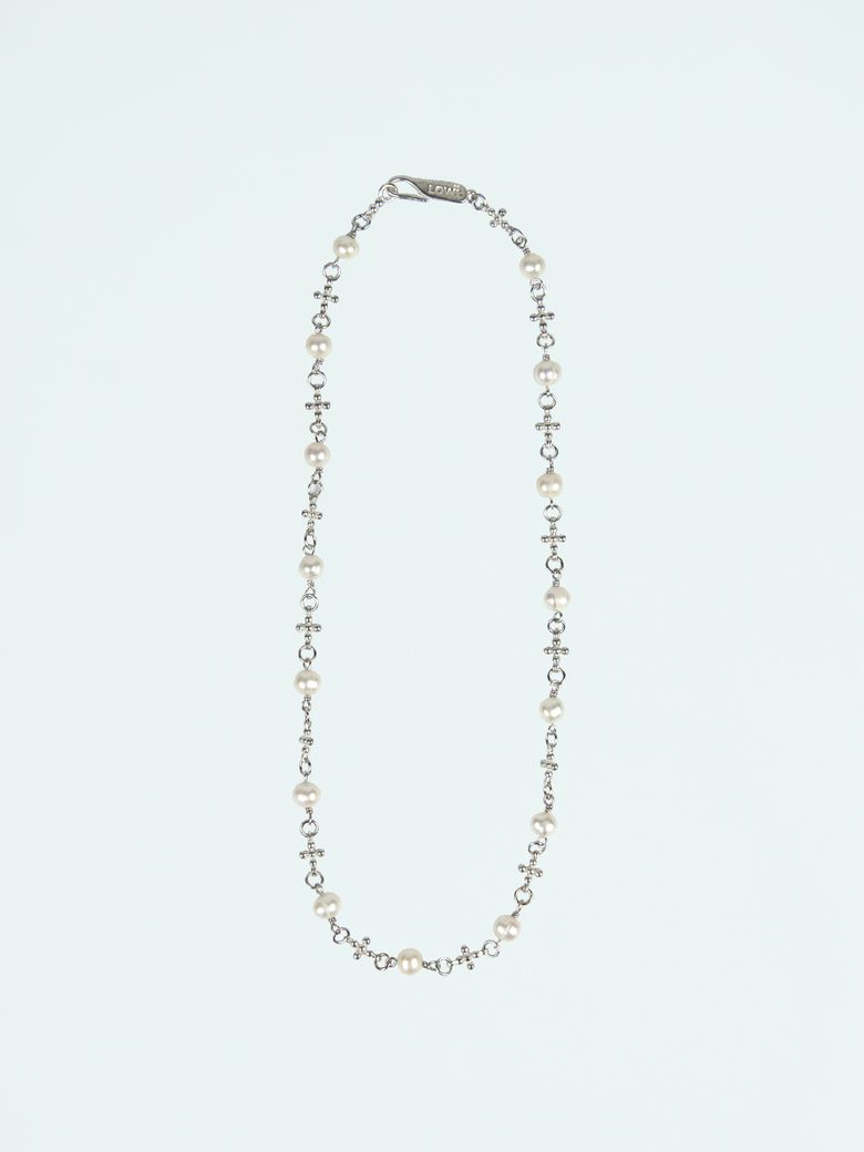 Plus pearl silver necklace