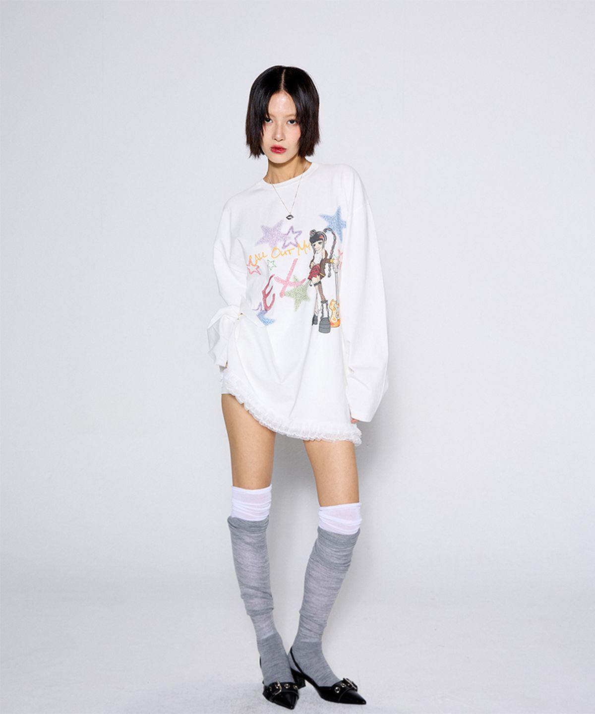 콜아웃뉴이어(CONY) 콜 아웃 마이 엑스 레이스 티/ 화이트