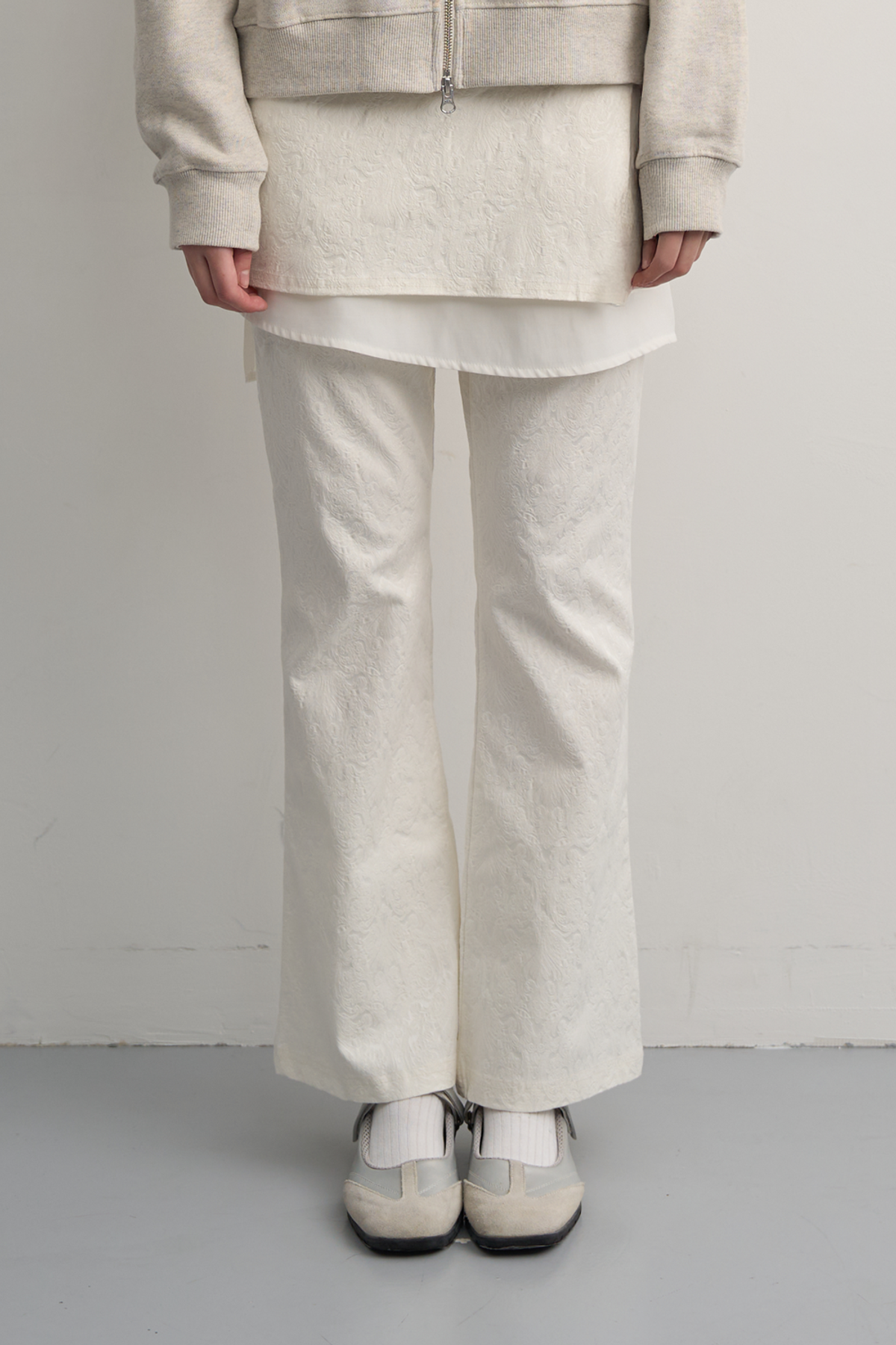 이지킴(EZKIM) LAYERED JAQUARD SKIRT PANTS