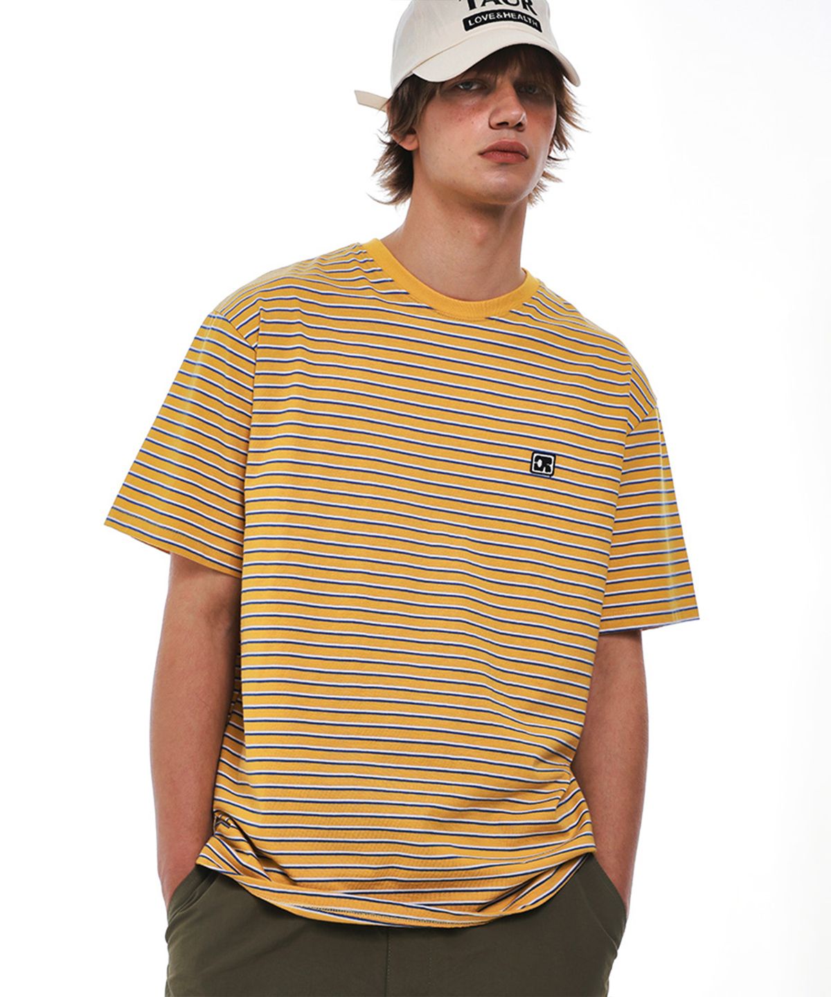 센토르(CENTAUR.KR) STRIPE EMBLEM PATCH T-SHIRT_YELLOW