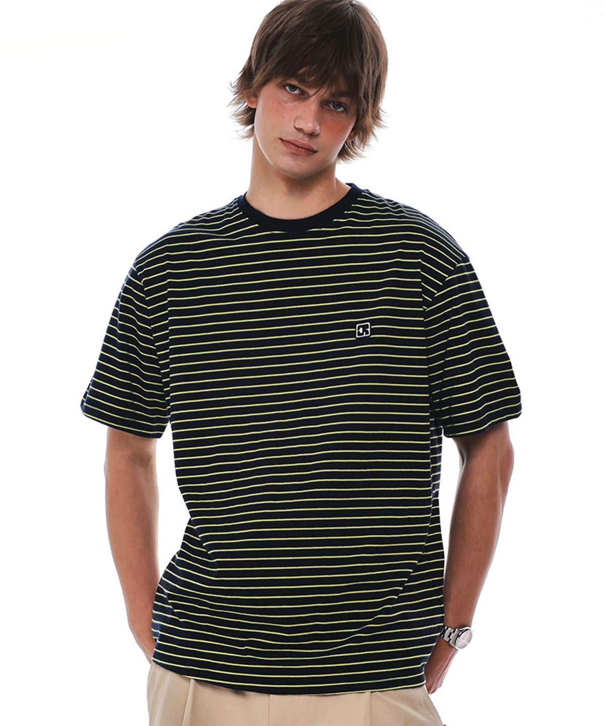 센토르(CENTAUR.KR) STRIPE EMBLEM PATCH T-SHIRT_NAVY
