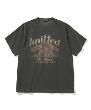 (UNISEX) 피그먼트 팜트리 그래픽 티셔츠 CHARCOAL