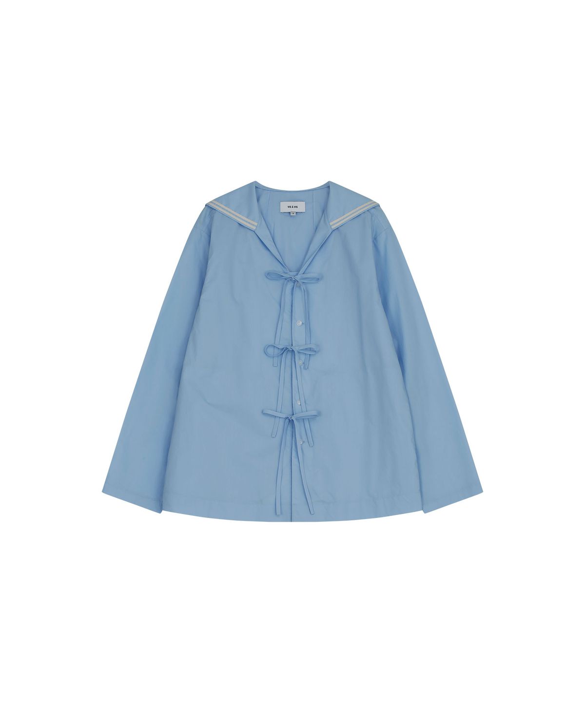 비자비(VIS A VIS) SAILOR COLLAR FRONT TIE SHIRT (L.T BLUE)