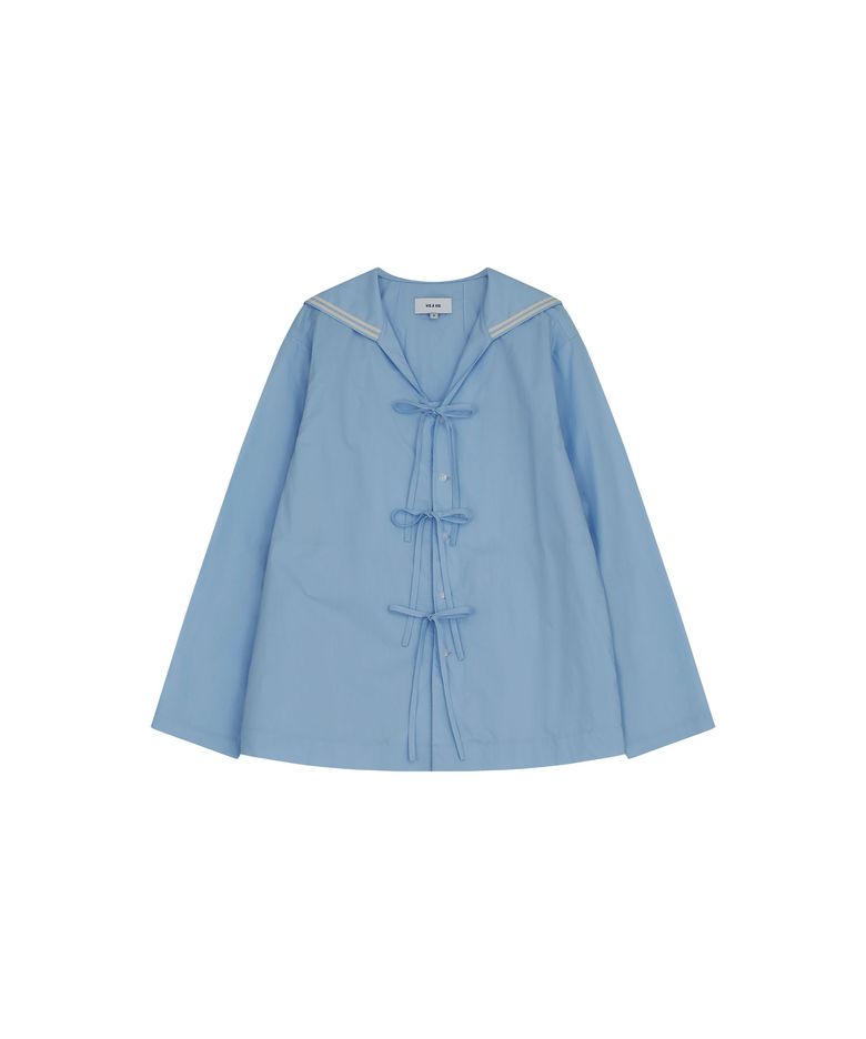 SAILOR COLLAR FRONT TIE SHIRT (L.T BLUE)