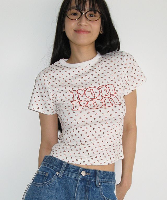 ★早期完売★RONRON★FLORAL LOGO SLIM CROP T SHIRT★大人気★ MUSINSA公式 | RONRON FLORAL LOGO SLIM CROP T SHIRT WHITE