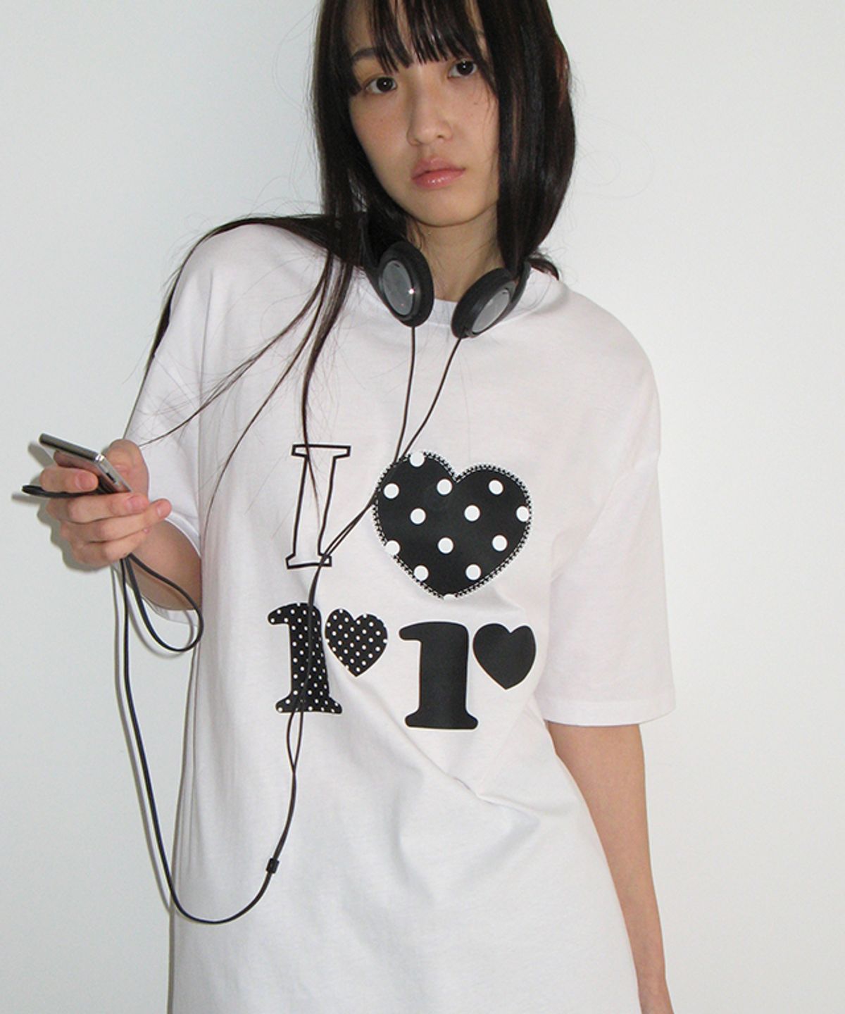 론론(RONRON) I LUV RR OVER FIT T SHIRT WHITE BLACK