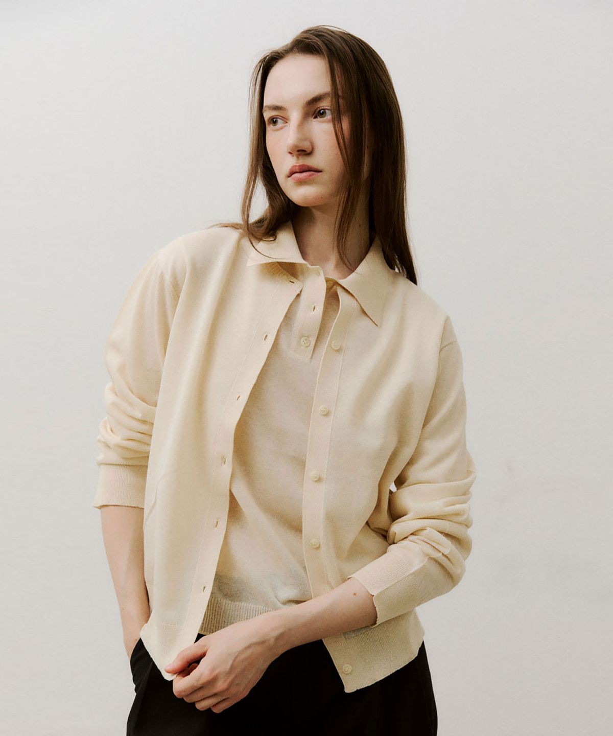 비자비(VIS A VIS) C/P CARDIGAN KNIT (IVORY)