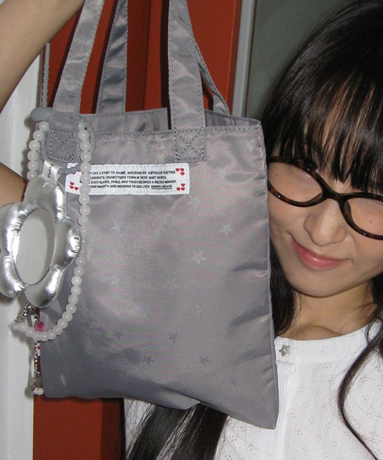 PETIT NYLON TOTE BAG SILVER STAR