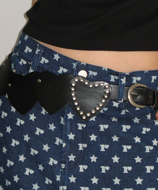 ハート型スタッズ【RONRON】HEART STUD BELT BLACK MUSINSA | RONRON HEART STUD BELT BLACK