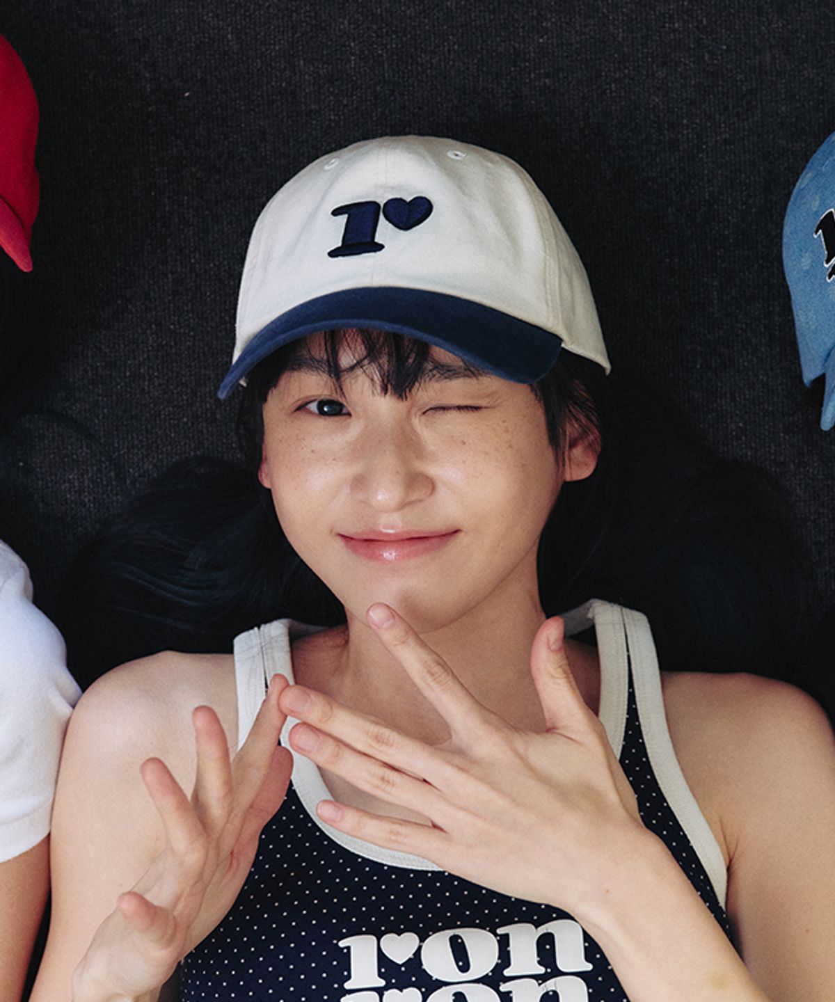 론론(RONRON) R BALL CAP CREAM NAVY