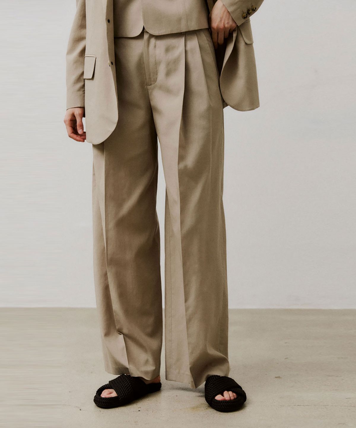 비자비(VIS A VIS) TENCEL LINEN WIDE LEG PANTS (BEIGE)