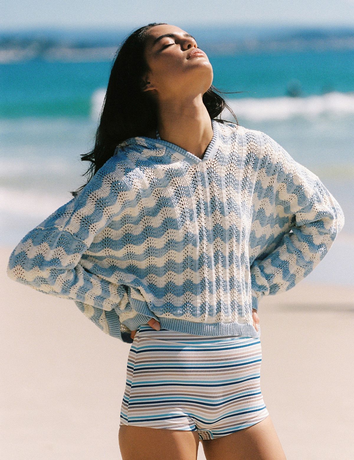 써피(SURFEA) ISLA KNIT HOODIE_SKY BLUE