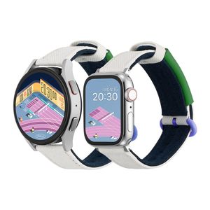 애플워치 스트랩 시그니처 비액티브 러닝 9 8 울트라 7 SE2 갤럭시 워치6 호환 밴드 - 그린 퍼플