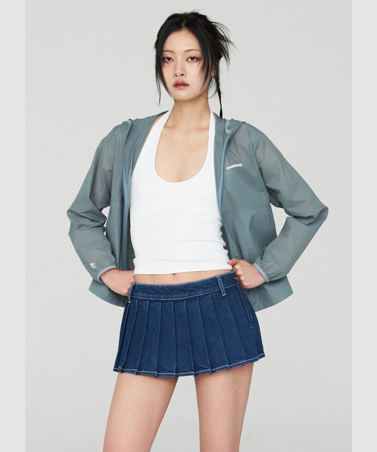 엄브로(UMBRO) 라이트브리즈 쿨링 우먼스 경량후드자켓 스카이블루(UQ222CJK66)