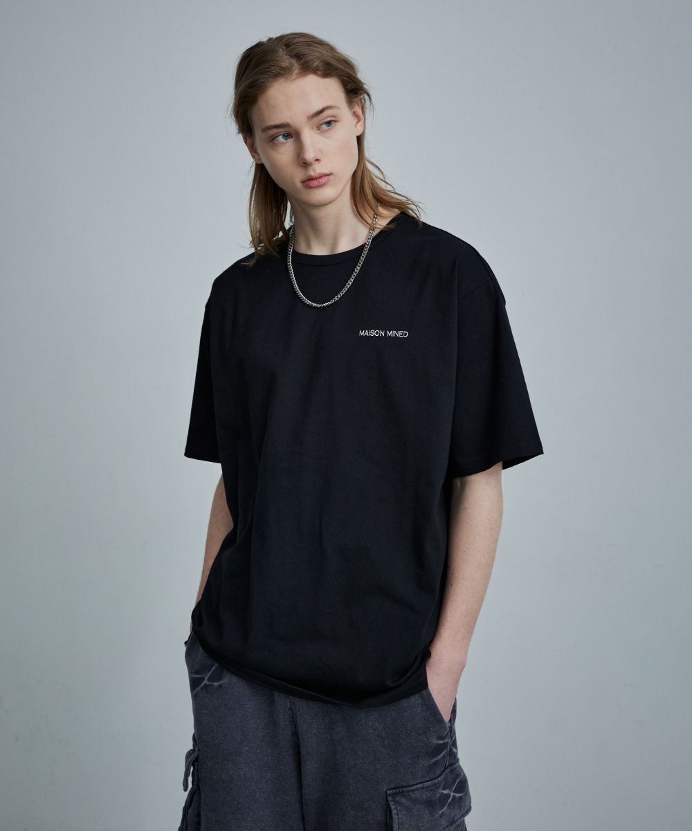 【MAISON MINED】21SS★ SPINY LEAVE LOGO HALF SLEEVE MUSINSA | MAISON MINED SMALL LOGO HALF SLEEVE BLACK