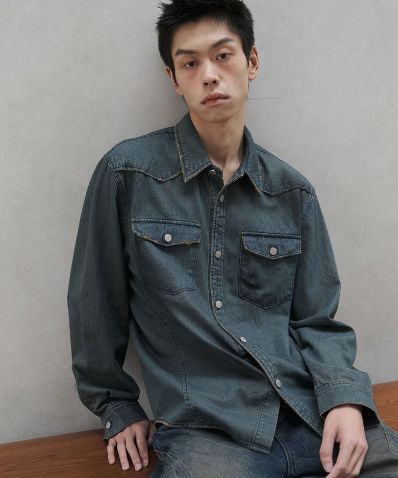 오일 빈티지 웨스턴 데님 셔츠_D2