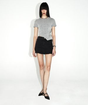 [런웨이] 스태리 마이크로 데님 스코츠_블랙