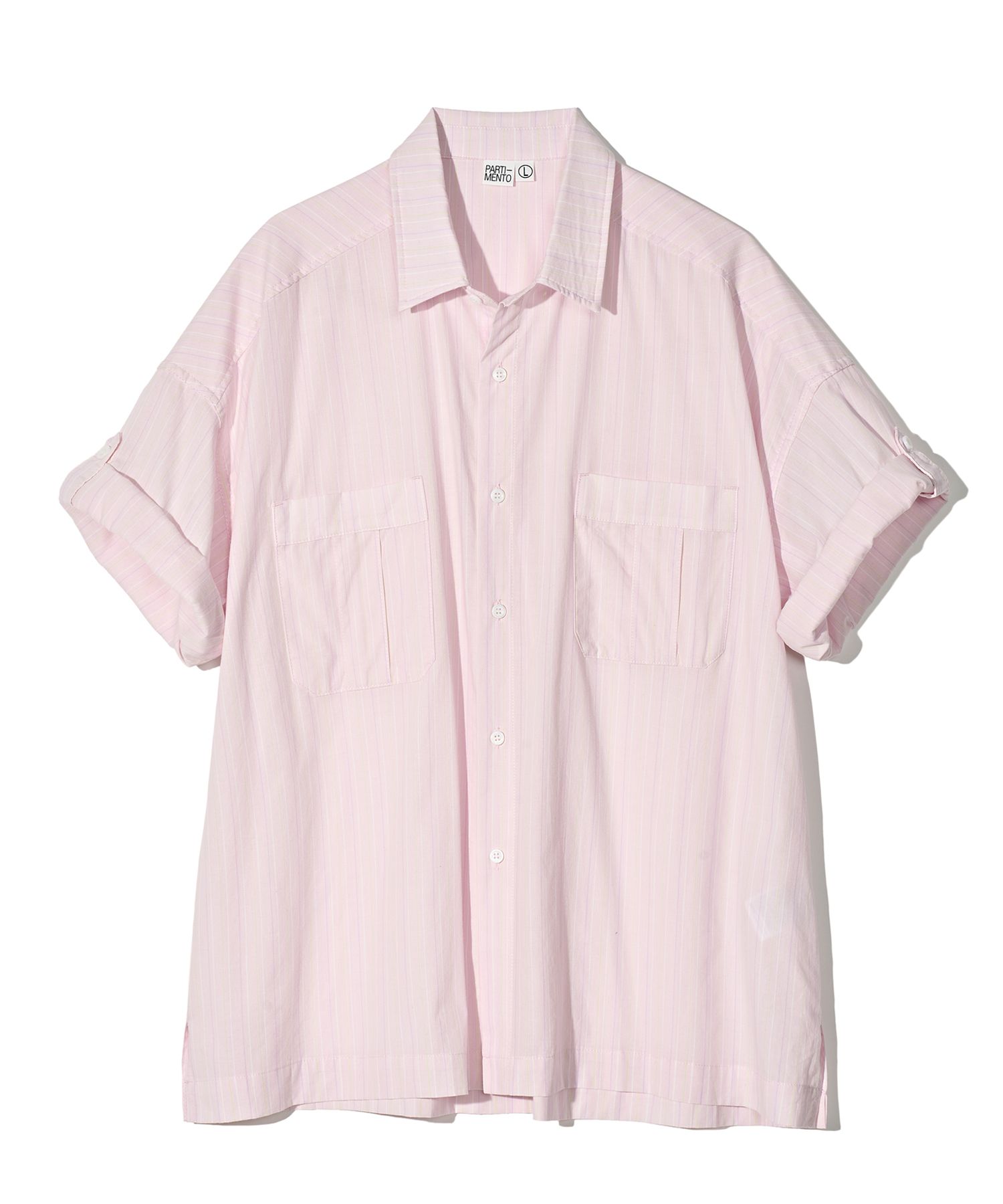 PARTIMENTOのEmbroidered Stripe Roll-up Half Shirt MUSINSA | PARTIMENTO Embroidered Stripe Roll-up Half Shirt Ivory