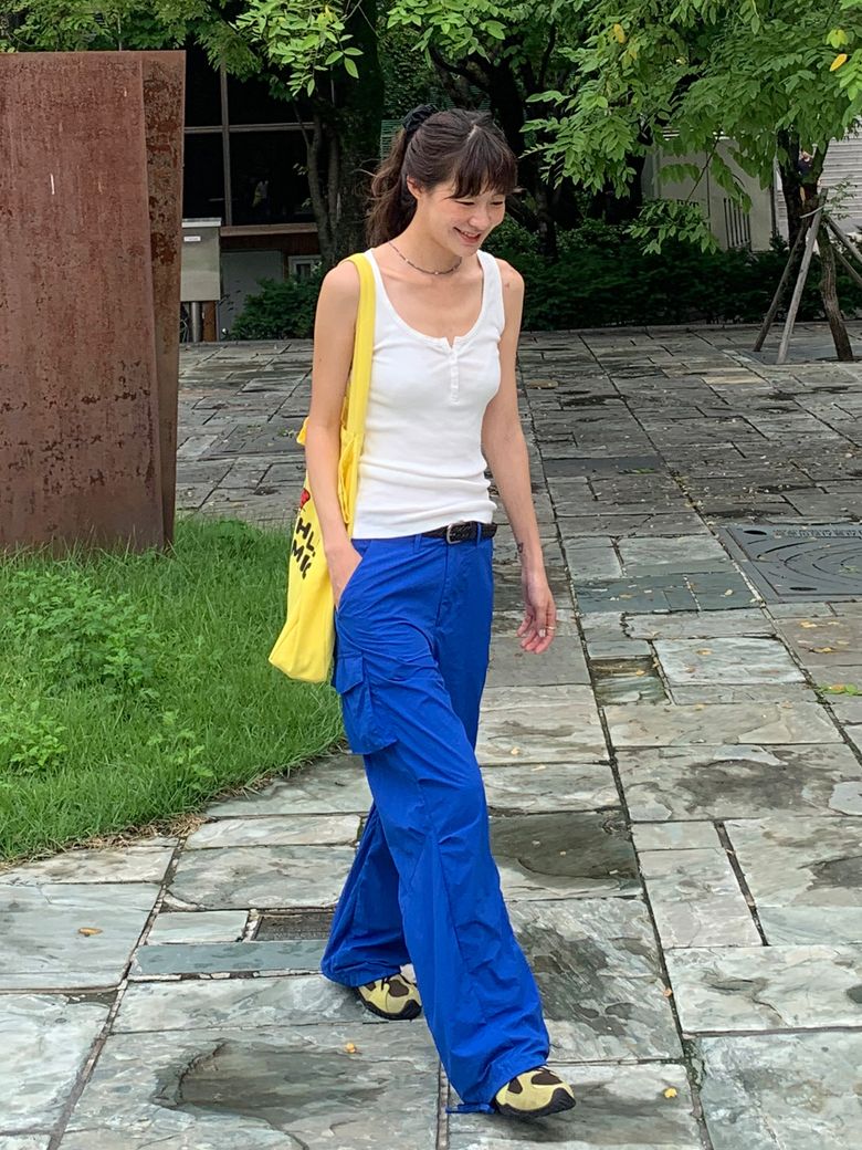 N.WIDE CARGO PANTS_COBALT BLUE