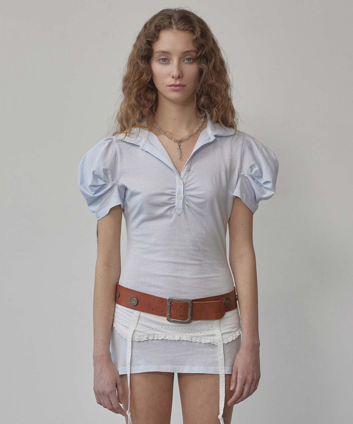 스컬프터(SCULPTOR) Shirring Tennis Dress Baby Blue