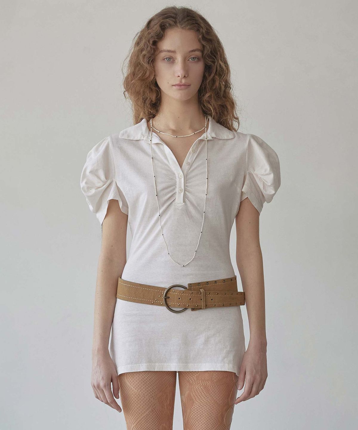 스컬프터(SCULPTOR) Shirring Tennis Dress Dirty White