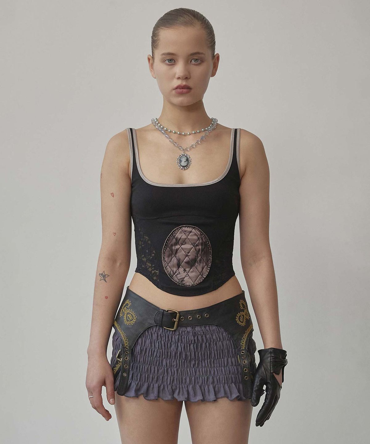 스컬프터(SCULPTOR) Beaded Maria Top Black