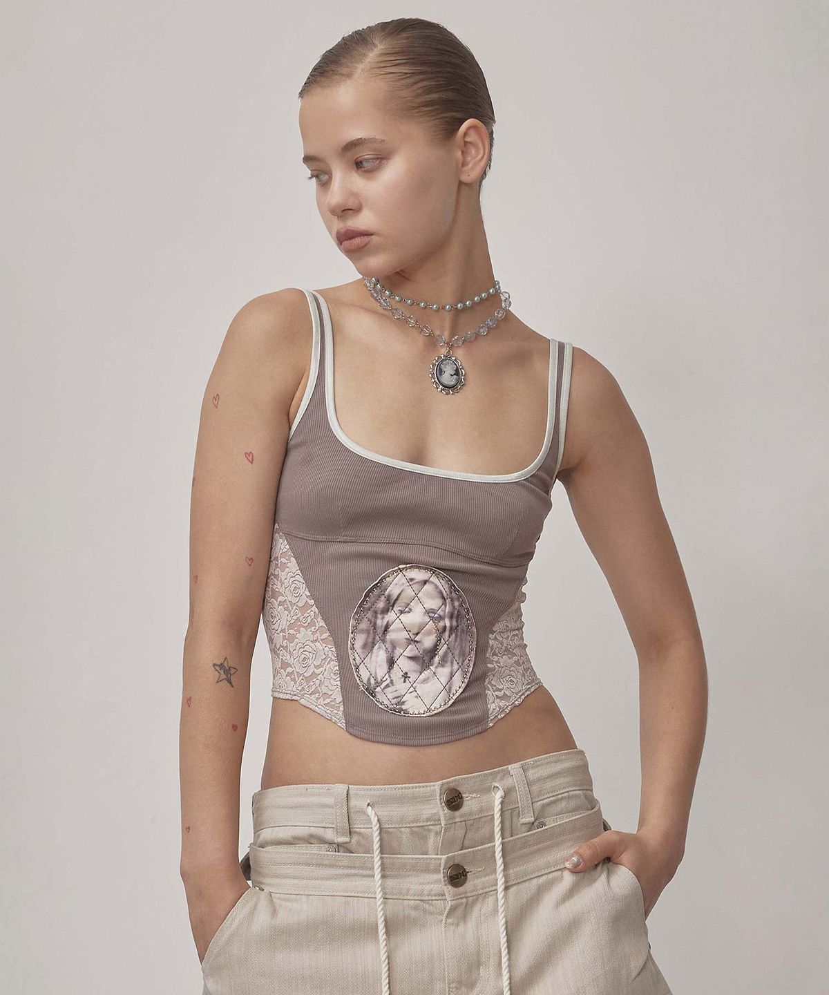 스컬프터(SCULPTOR) Beaded Maria Top Mocha