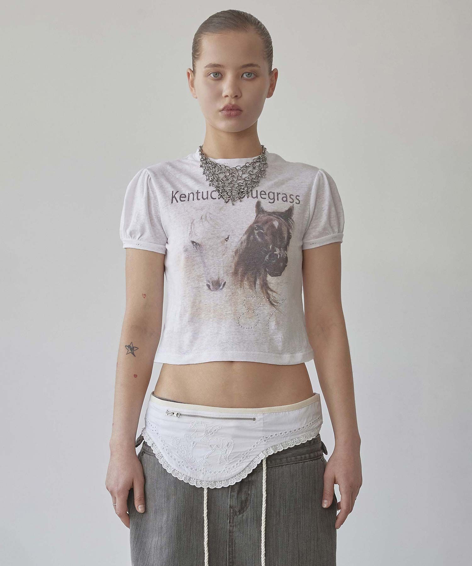 Tシャツ・カットソー [SCULPTOR] Kentucky Stud Baby Tee Cream SC25S263IV MUSINSA | SCULPTOR Kentucky Stud Baby Tee Cream