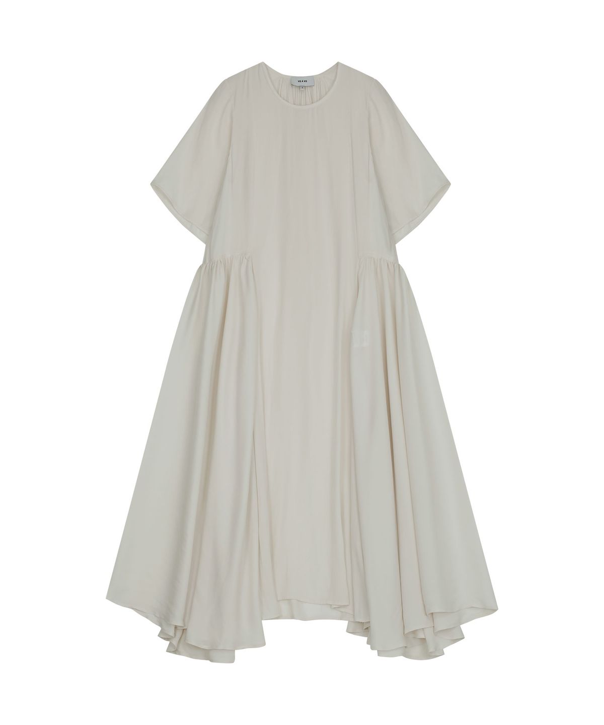 비자비(VIS A VIS) HALF SLEEVED SIDE GATHERED DRESS (IVORY)
