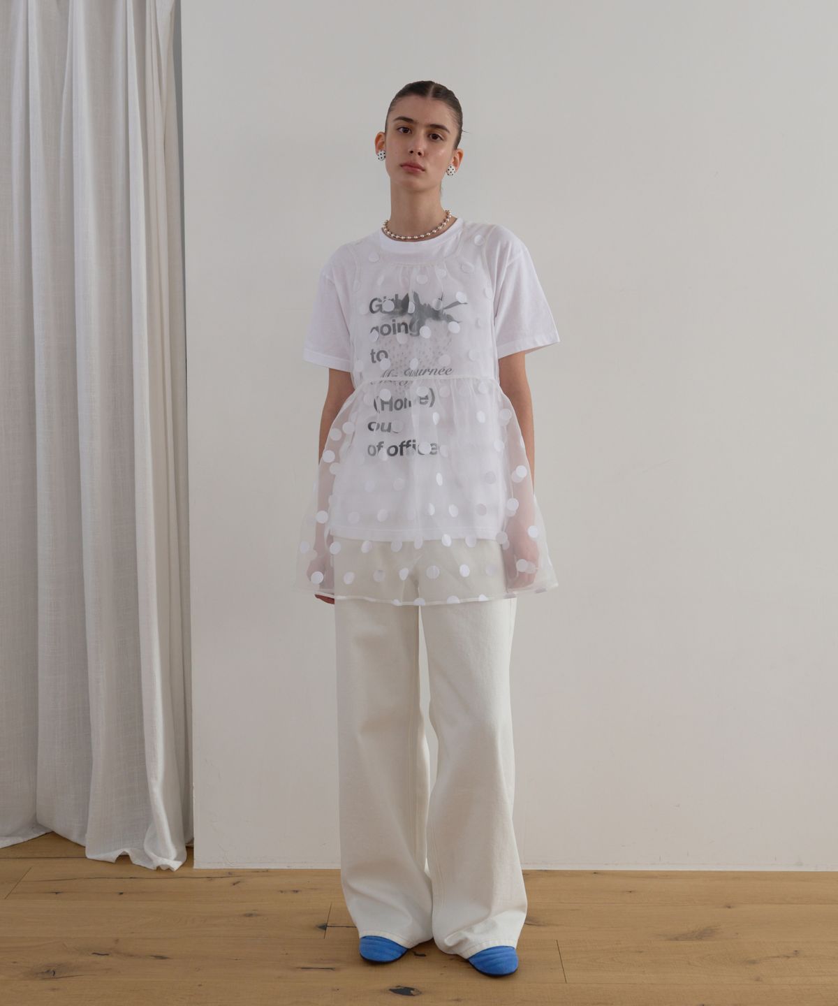 마조네(MA JOURNEE) SHEER DOT ORGANZA DRESS_WHITE
