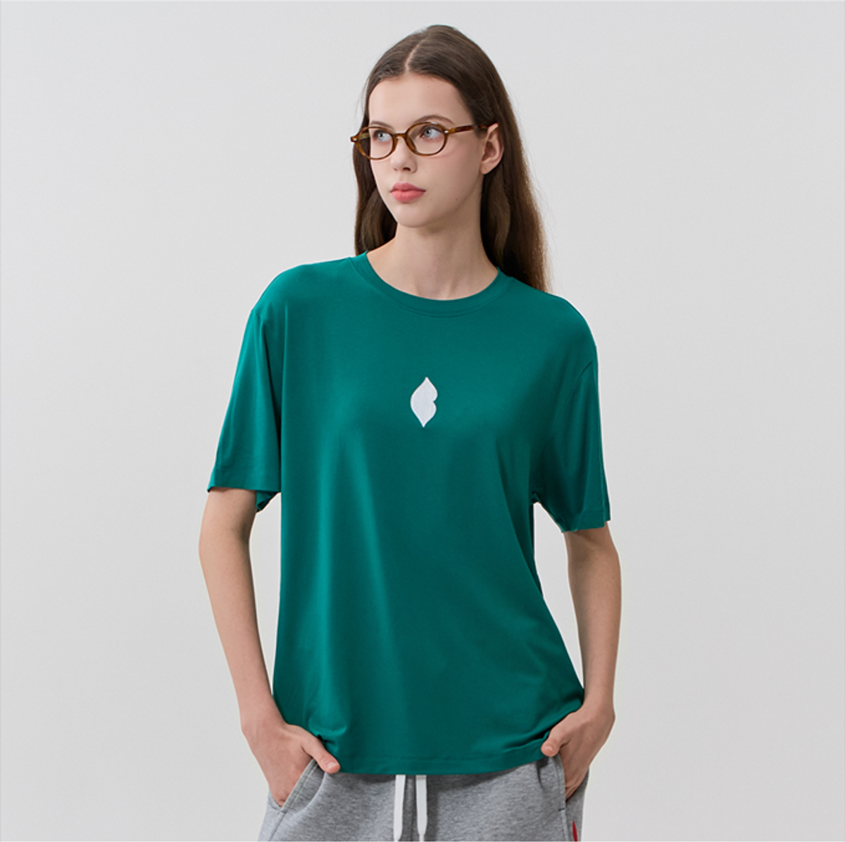 바르도(BARDOT) COTTON BASIC ROUND NECK TEE_GREEN