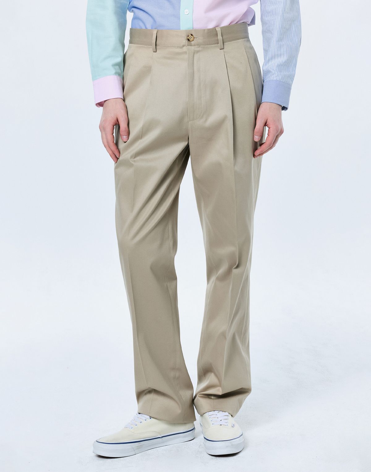 헤지스(HAZZYS) [아이코닉][376 PLEATS RELAXED] 베이지 클래식 치노 팬츠