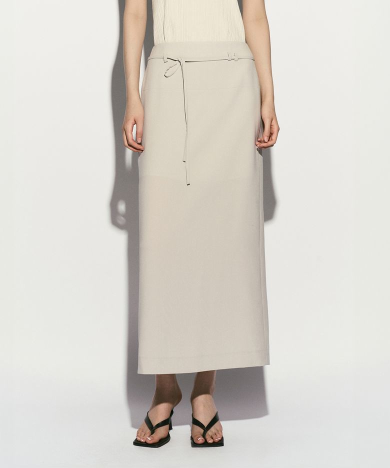 BELTED MIDI SKIRT DOVE GRAY