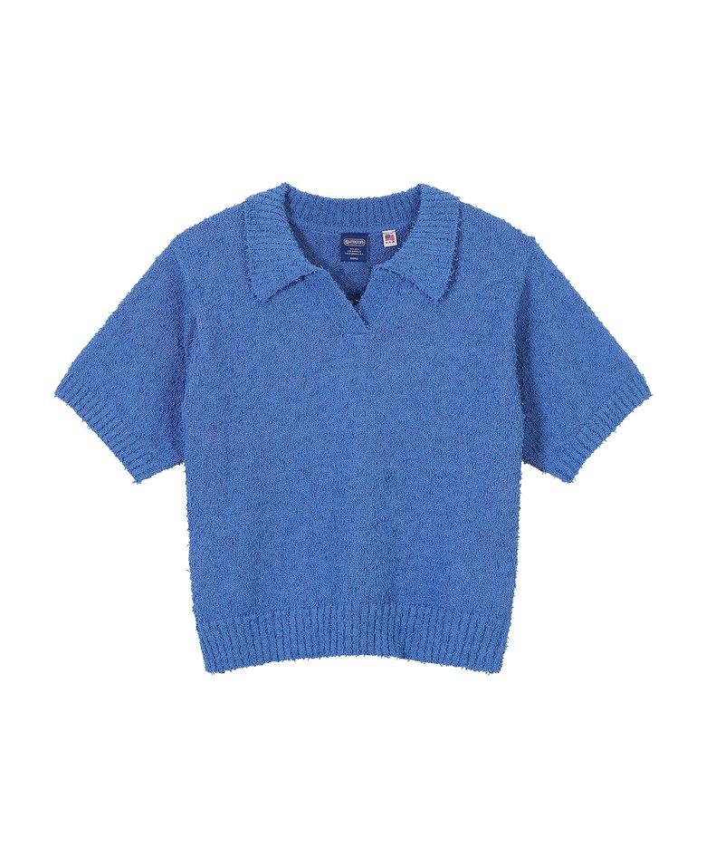 W OPEN COLLAR CROP KNIT (BLUE)