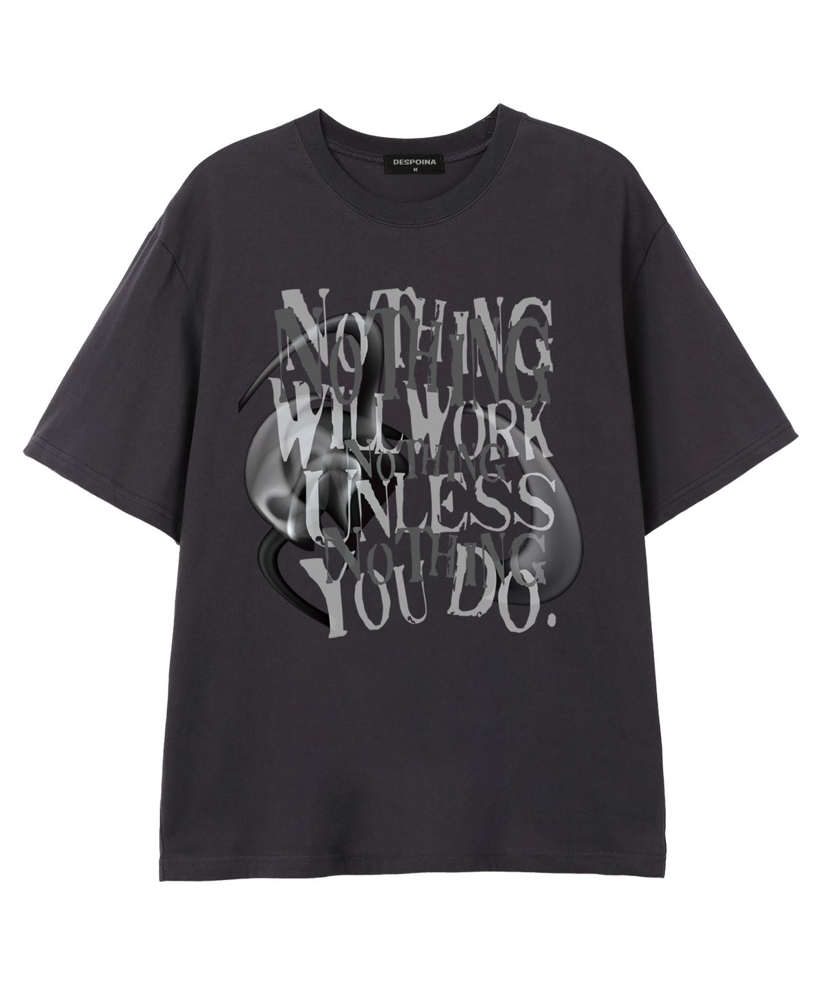 셔터(SHUTTER) NOTHING WILL WORKS 오버핏 반팔 티셔츠 (SS026) 차콜