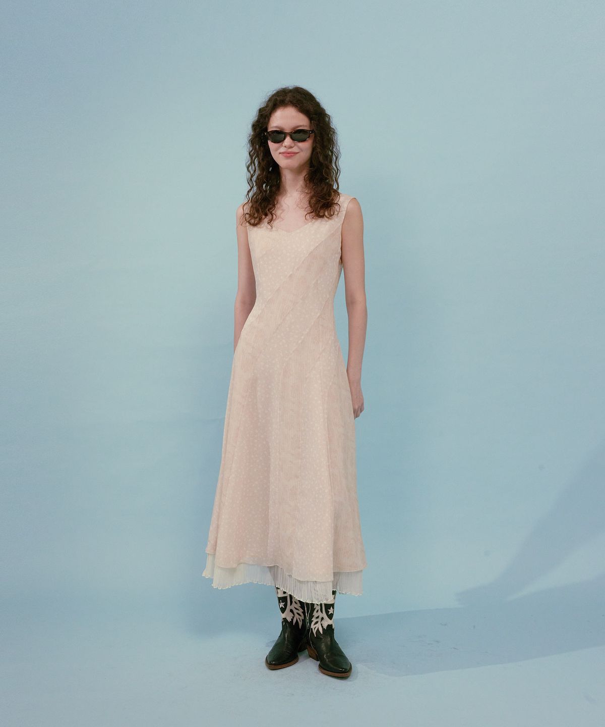 루루서울(LOULOUSEOUL) Paisley Flower Mix Dress (Beige)