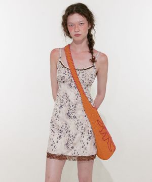 Leopard Lace Mini Dress (Brown)