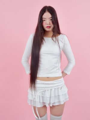 레이스 가터 프릴 스커트 [아이보리]